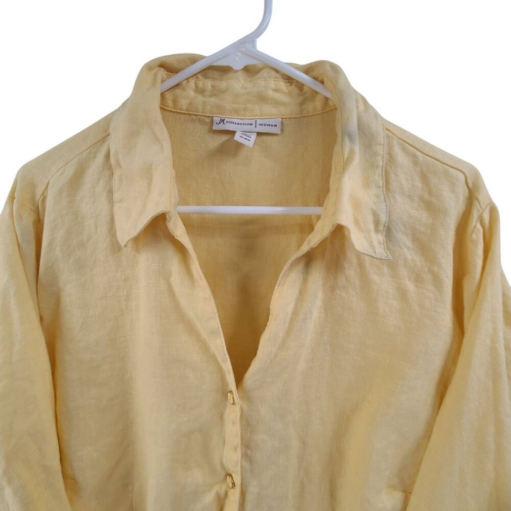Jm Collection Button Front Roll Tab Sleeve Shirt … - image 4